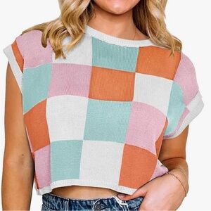Colorful Checkered Women's Top